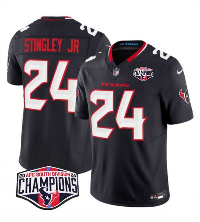 Mens Houston Texans #24 Derek Stingley Jr. Navy F.U.S.E. 2024 AFC South Division Champions Vapor Limited Stitched Jersey